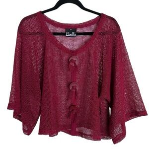 Simply Noelle Open Knit Big Button Top Small/Medium